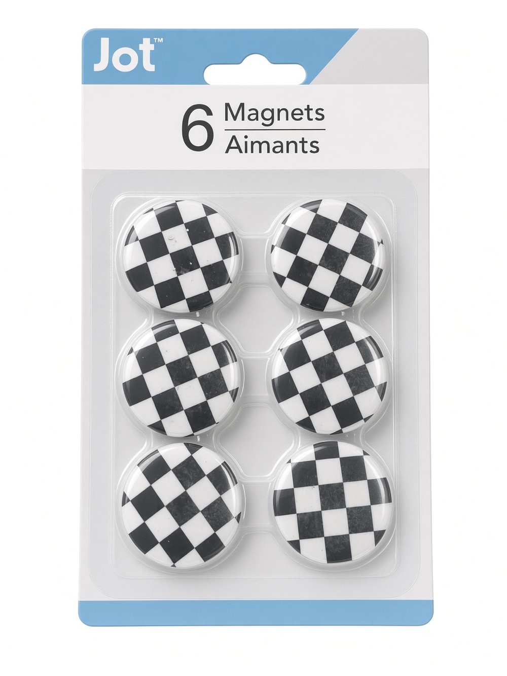 Black and White Checkered Magnets - Pack of 6